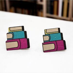 Books Wooden Earrings Library Student Teacher Gift School Book Lover Reader